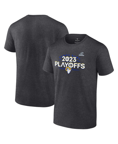 Fanatics Branded Heather Charcoal Los Angeles Rams 2023 Nfl Playoffs T-shirt In Heather Charcoal