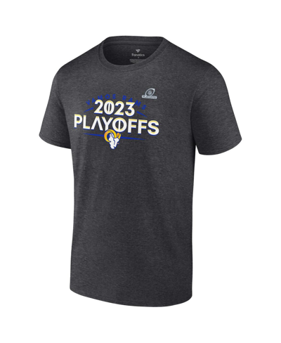 Shop Fanatics Men's  Heather Charcoal Los Angeles Rams 2023 Nfl Playoffs T-shirt