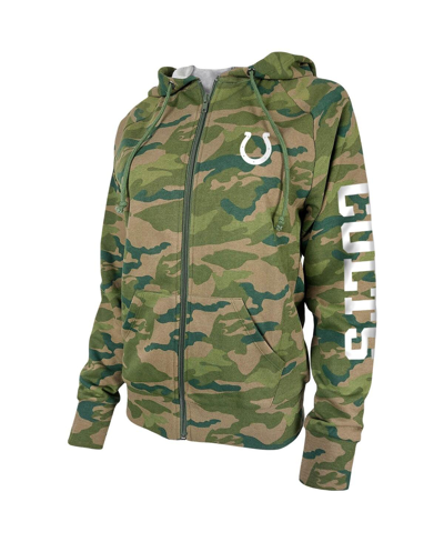 New Era Women's  Camo Indianapolis Colts Raglan Full-zip Hoodie In Multi