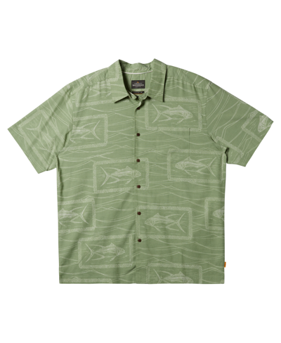 Shop Quiksilver Waterman Men's Reef Point Short Sleeve Shirt In Basil