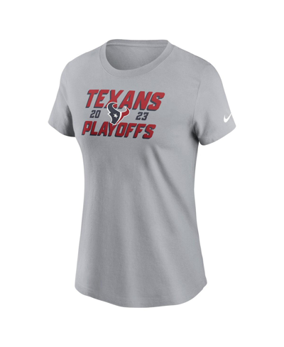 Shop Nike Women's  Gray Houston Texans 2023 Nfl Playoffs Iconic T-shirt