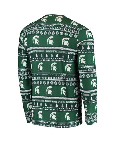 Shop Concepts Sport Men's  Green Michigan State Spartans Ugly Sweater Knit Long Sleeve Top And Pant Set