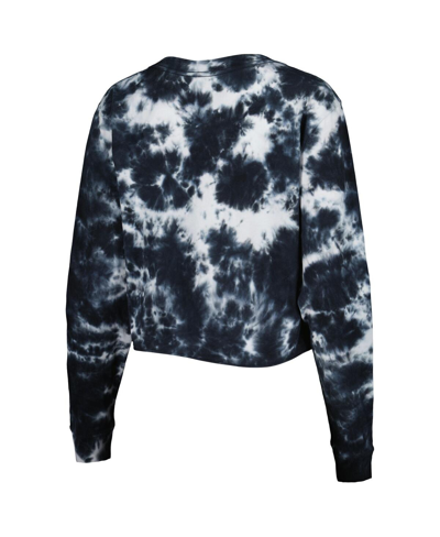 New Era Women's  Black Brooklyn Nets Tie Dye Cropped Long Sleeve T-shirt In Black