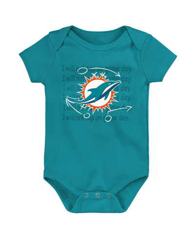 Shop Outerstuff Baby Boys And Girls Aqua, Orange, Heather Gray Miami Dolphins Three-pack Eat, Sleep And Drool Retro 