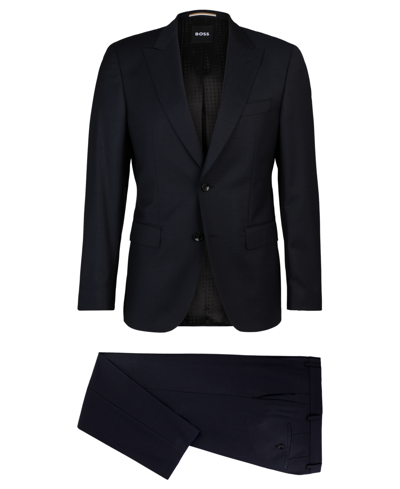 Shop Hugo Boss Boss By  Men's Micro-patterned Slim-fit 2 Pc Suit In Dark Blue