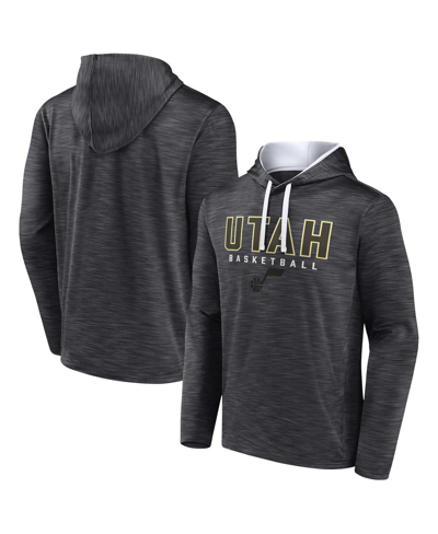Fanatics Branded Heather Charcoal Utah Jazz Fast Break Pullover Hoodie In Heather Charcoal