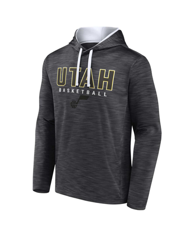 Fanatics Branded Heather Charcoal Utah Jazz Fast Break Pullover Hoodie In Heather Charcoal