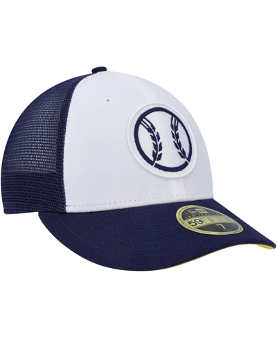 New Era Men's  White, Navy Milwaukee Brewers 2023 On-field Batting Practice Low Profile 59fifty Fitte In White,navy