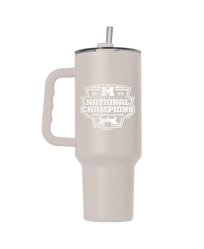 Shop Logo Brands Michigan Wolverines College Football Playoff 2023 National Champions 40 oz Powder Coat Tumbler In Pink