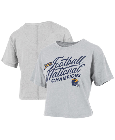 Pressbox Gray Michigan Wolverines College Football Playoff 2023 National Champions Vintage Waist-le In Gray