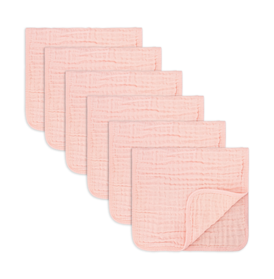 Shop Comfy Cubs Baby Boys And Baby Girls Muslin Burp Cloths, Pack Of 6 In Pink