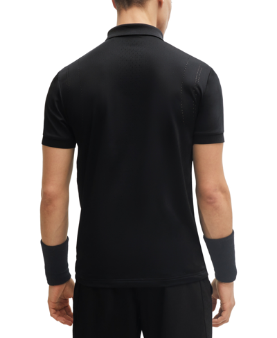 Shop Hugo Boss Boss By  Men's Matteo Berrettini Signature Stripe Slim-fit Polo Shirt In Black