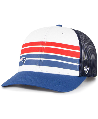 Shop 47 Brand Big Boys And Girls ' White, Blue New England Patriots Cove Trucker Snapback Hat In White,blue