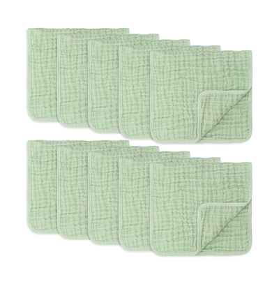 Shop Comfy Cubs Baby Boys And Baby Girls Muslin Burp Cloths, Pack Of 10 In Sage