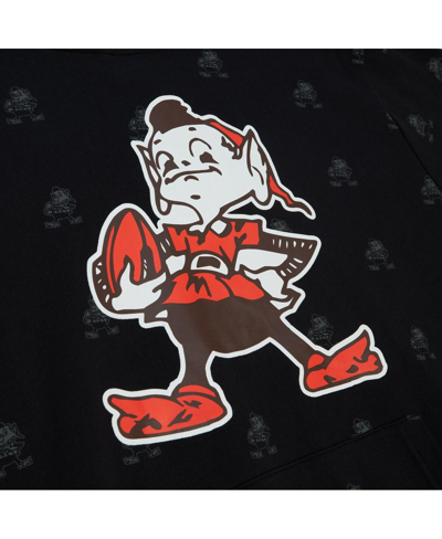 Mitchell & Ness Men's  Black Cleveland Browns Allover Print Fleece Pullover Hoodie In Black