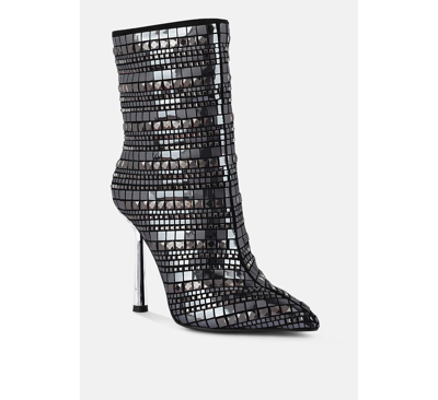 Shop London Rag Womens Extravagance Mirror Embellished Stiletto Boots In Black