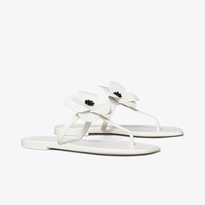 Shop Tory Burch Flower Jelly Sandal In Off White