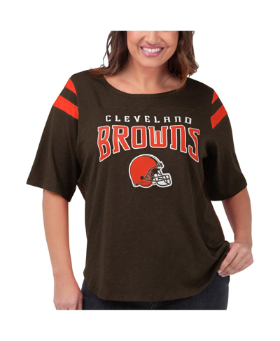 Shop G-iii 4her By Carl Banks Women's  Brown Cleveland Browns Plus Size Linebacker T-shirt