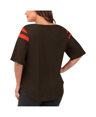 Shop G-iii 4her By Carl Banks Women's  Brown Cleveland Browns Plus Size Linebacker T-shirt