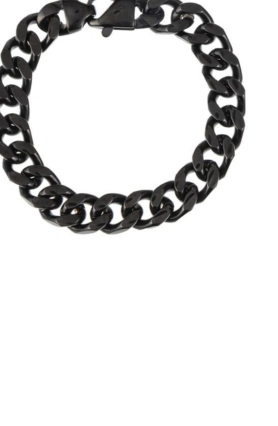 Shop Eye Candy Los Angeles Andrew Titanium Curb Chain Necklace & Bracelet Set In Dark Silver