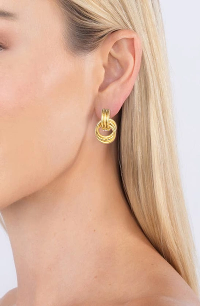 Eye Candy Los Angeles Lisa 24k Gold Plated Open Circle Drop Hoop Earrings In Gold