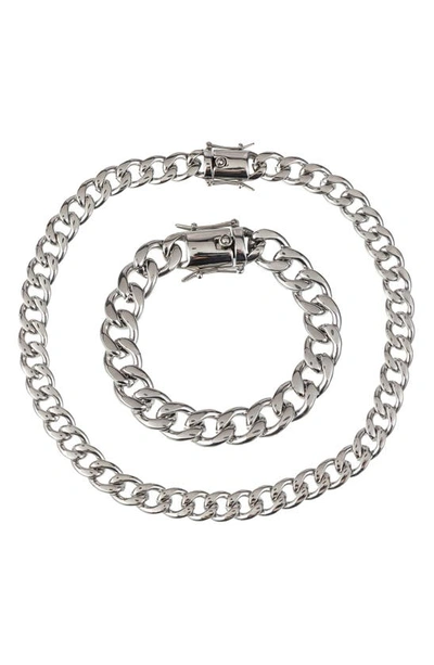 Shop Eye Candy Los Angeles Leo Necklace & Bracelet Set In Silver