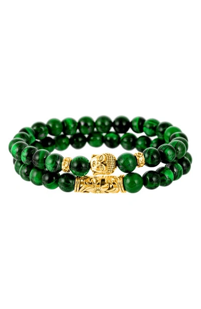Shop Eye Candy Los Angeles Marco 2-piece Beaded Bracelets In Green