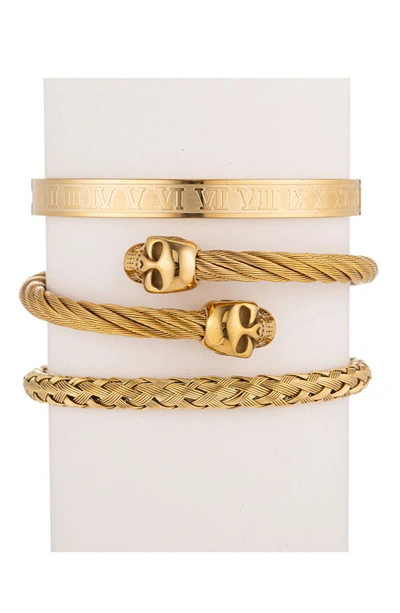 Shop Eye Candy Los Angeles Set Of 3 Louis Titanium Bracelets In Gold