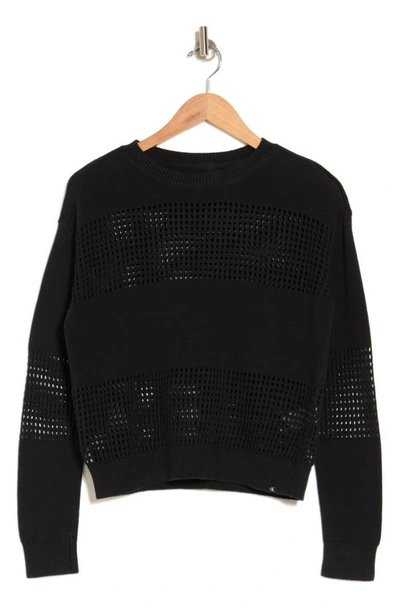 Shop Calvin Klein Jeans Est.1978 Openwork Crewneck Sweater In Black