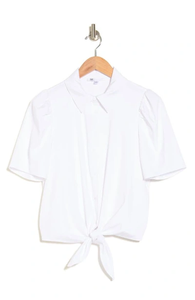 Shop Dr2 By Daniel Rainn Puff Sleeve Button-up Shirt In New White