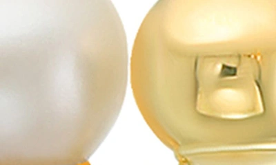 Shop Candela Jewelry 14k Gold Freshwater Pearl & Ball Stud Earrings In White