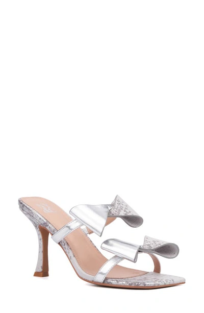 Shop New York And Company Dalila Bow Slide Sandal In Silver Combo