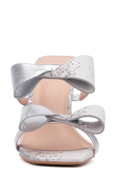 Shop New York And Company Dalila Bow Slide Sandal In Silver Combo