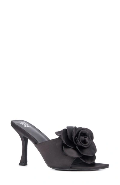 Shop New York And Company Gardenia Flower Sandal In Black