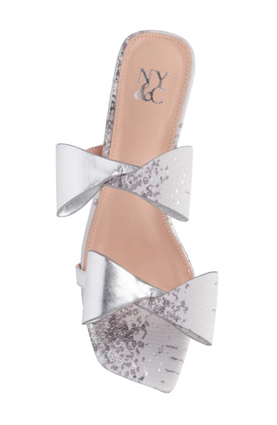 Shop New York And Company Dalila Bow Slide Sandal In Silver Combo