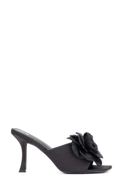 Shop New York And Company Gardenia Flower Sandal In Black