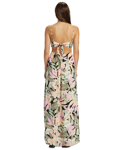 Shop Roxy Juniors' Riviera Nights Maxi Dress In Anthracite Palm Song