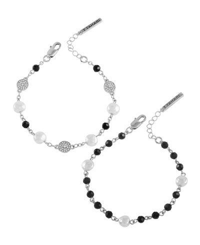 Shop T Tahari Silver-tone Line Bracelet Duo Set