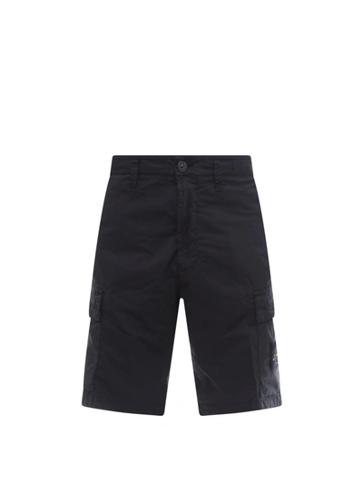 Shop Stone Island Cotton Bermuda Shorts With Removable Iconic Patch