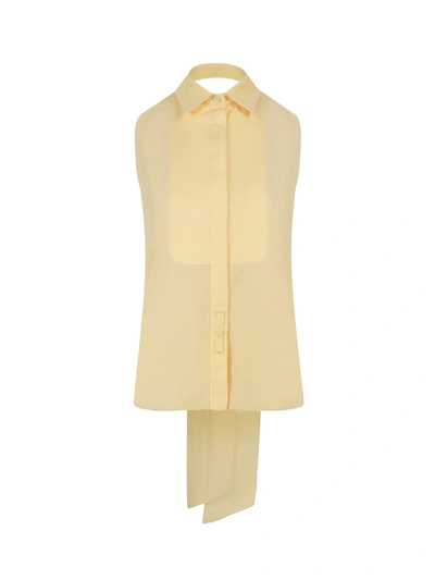 Shop Max Mara Rupia Cotton Top With Bow Detail In Giallo