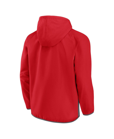 Fanatics Branded  Red/gray Chicago Bulls Anorak Flagrant Foul Color-block Raglan Hoodie Half-zip Jac In Red,gray