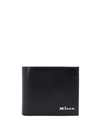 Shop Kiton Leather Wallet With Metal Logo