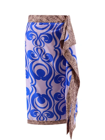 Shop Dries Van Noten Silk Skirt With All-over Print