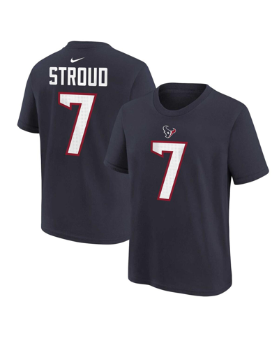 Nike Little Boys And Girls  C.j. Stroud Navy Houston Texans Player Name And Number T-shirt In Navy