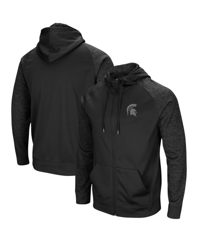 Shop Colosseum Men's  Black Michigan State Spartans Blackout 3.0 Tonal Raglan Full-zip Hoodie