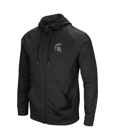 Colosseum Black Michigan State Spartans Blackout 3.0 Tonal Raglan Full-zip Hoodie In Black