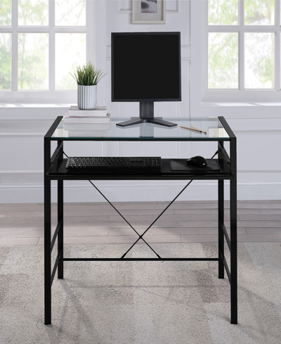 Osp Home Furnishings Office Star 30.25" Glass, Steel Zephyr Computer Desk In Black
