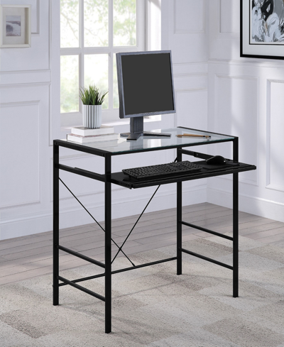 Osp Home Furnishings Office Star 30.25" Glass, Steel Zephyr Computer Desk In Black