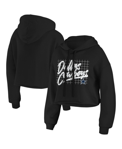 Wear By Erin Andrews Black Dallas Cowboys Domestic Cropped Pullover Hoodie In Black