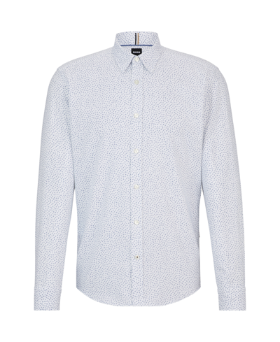 Shop Hugo Boss Boss By  Men's Printed Oxford Regular-fit Dress Shirt In White